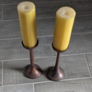 Aluminum Pillar Candle Holders set of 2  with candles